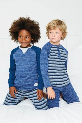 Blue/Grey Stripe Marl Pyjamas Two Pack (3-16yrs)